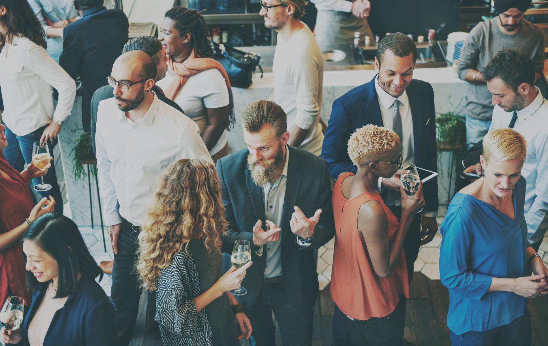 group of executives gathering for corporate catering