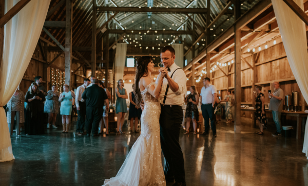 First Dance at the Countryside Barn, Barn wedding venue in Alberta